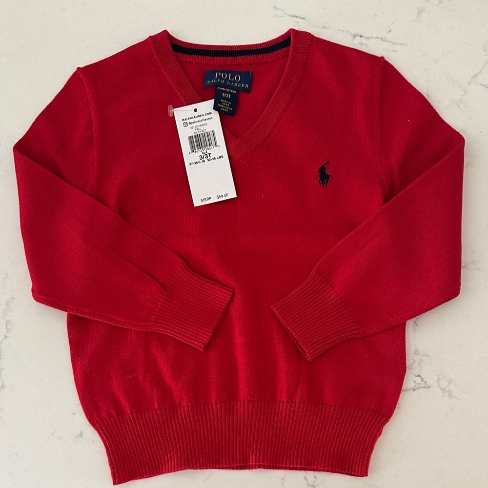 Polo by Ralph Lauren Men's V-Neck Red Sweater